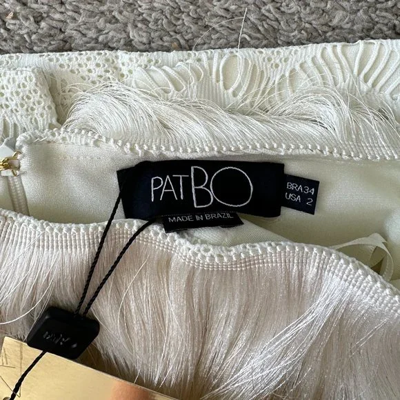 NWT PatBO White Crochet Strapless Fringe Trim Maxi Size 2 - Picture 7 of 8